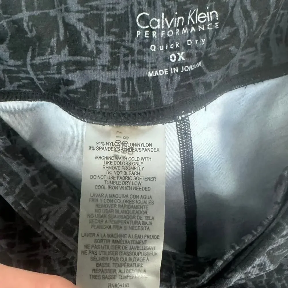 Calvin Klein Performance Quick Dry Leggings 0X Black Gray Print